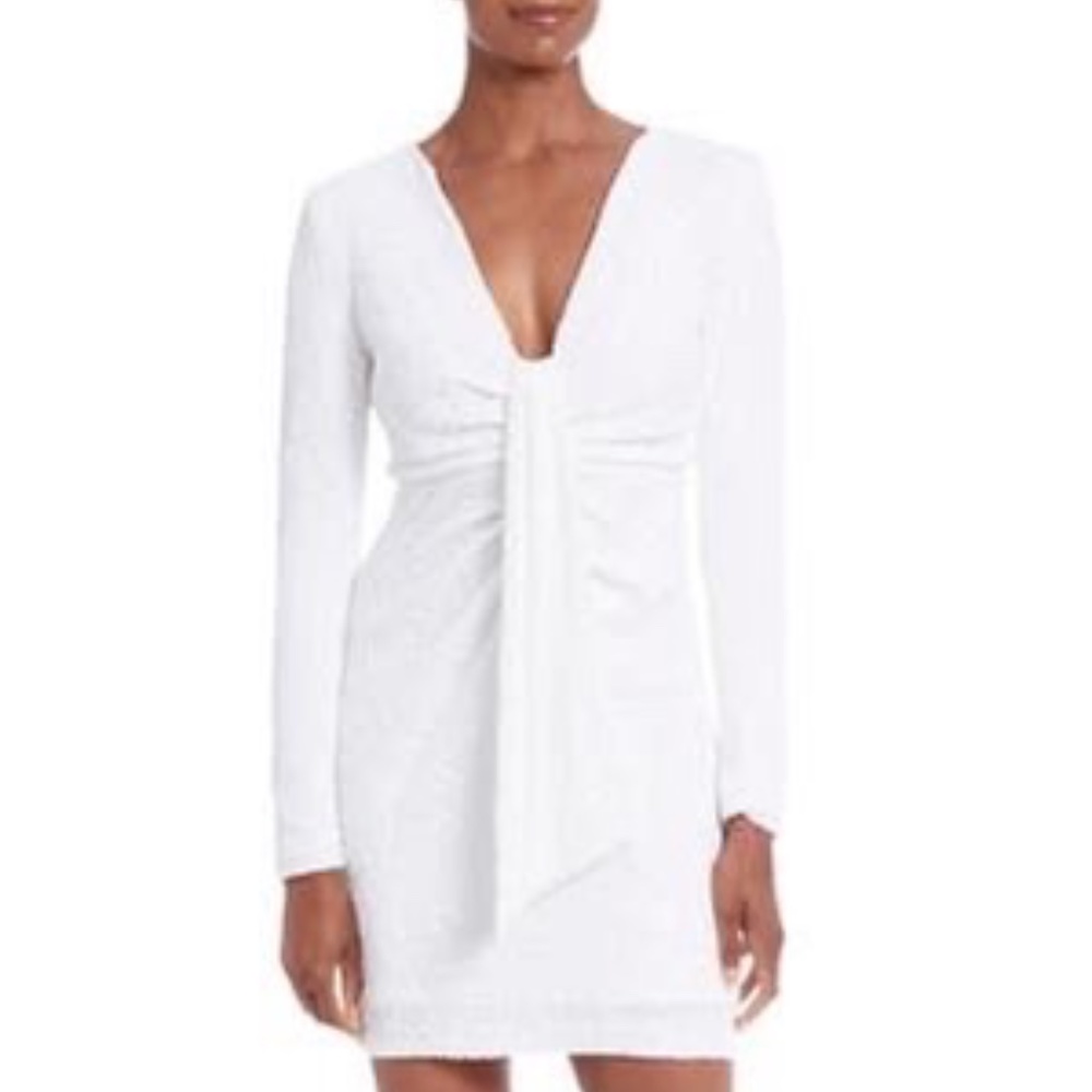 ONE33 Rent the Runway Sequin Plunge Mini Dress White sz 16 $365 flaw